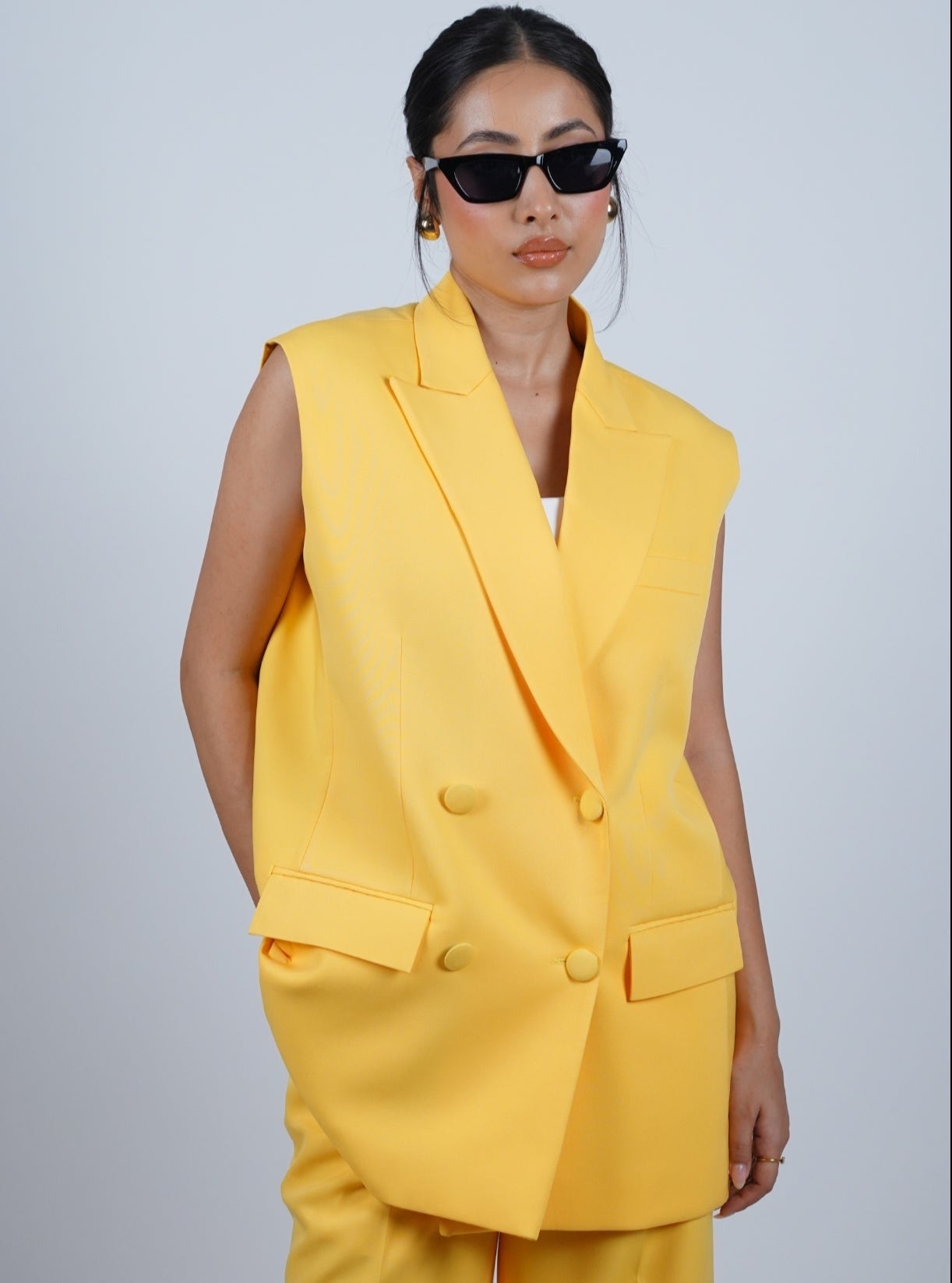 Yellow Sleeveless Blazer