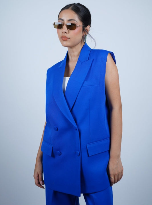 Blue Sleeveless Blazer