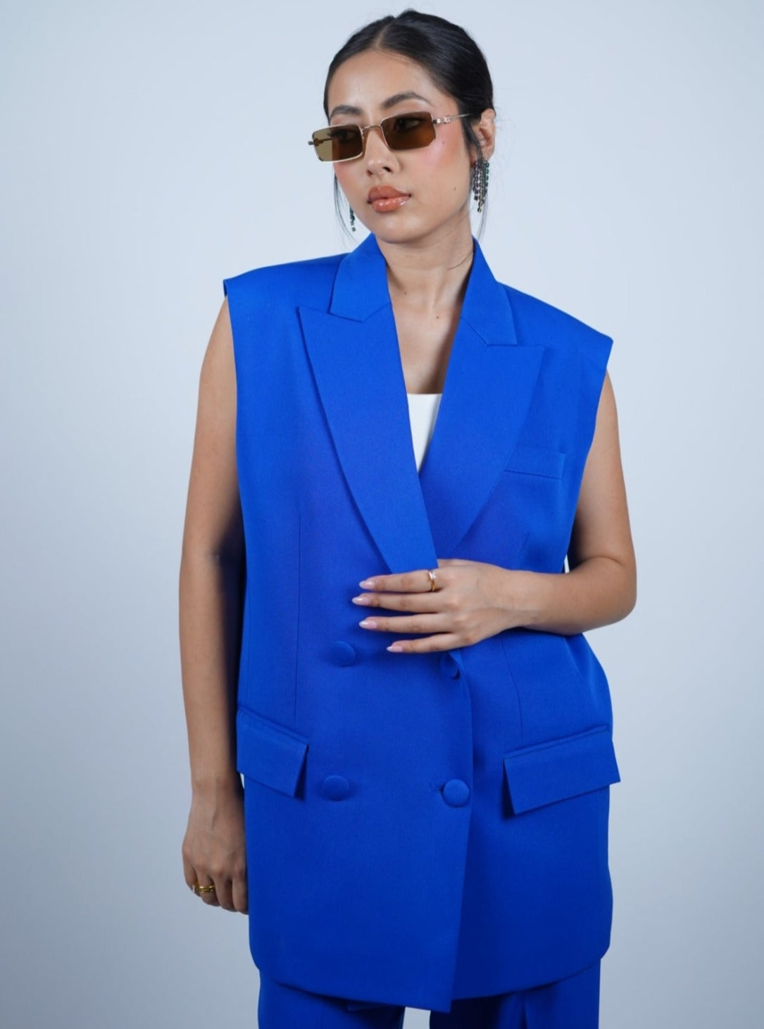 Blue Sleeveless Blazer