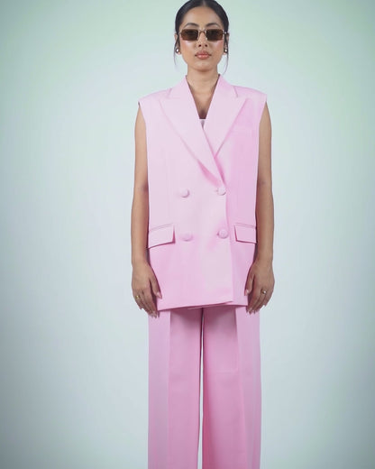 Baby Pink Sleeveless Pantsuit