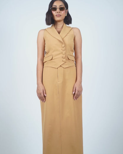 Beige Waistcoat With Skirt