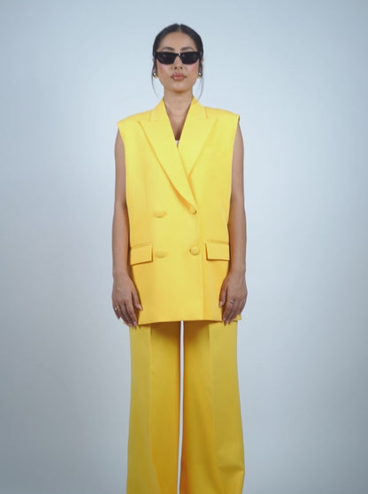 Yellow Sleeveless Pantsuit