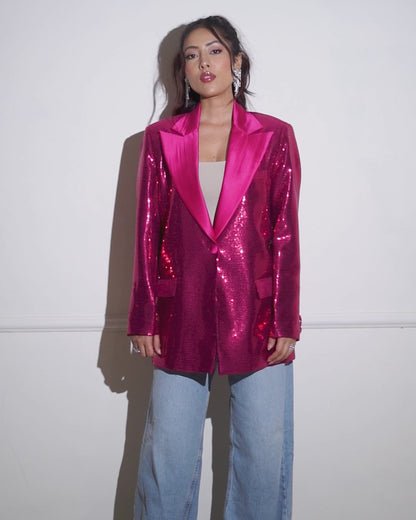 Hot Pink Sequin Blazer