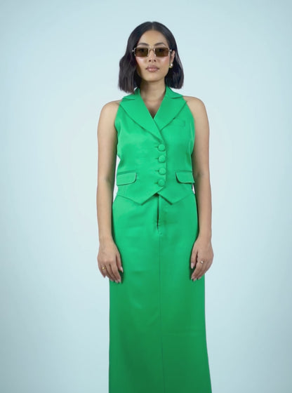 Green Waistcoat With Skirt