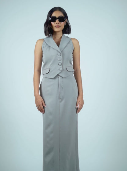 Grey Waistcoat With Skirt