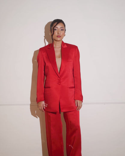 Red Satin Pantsuit