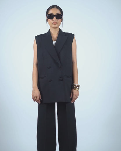 Black Sleeveless Pantsuit
