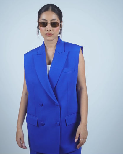 Blue Sleeveless Pantsuit
