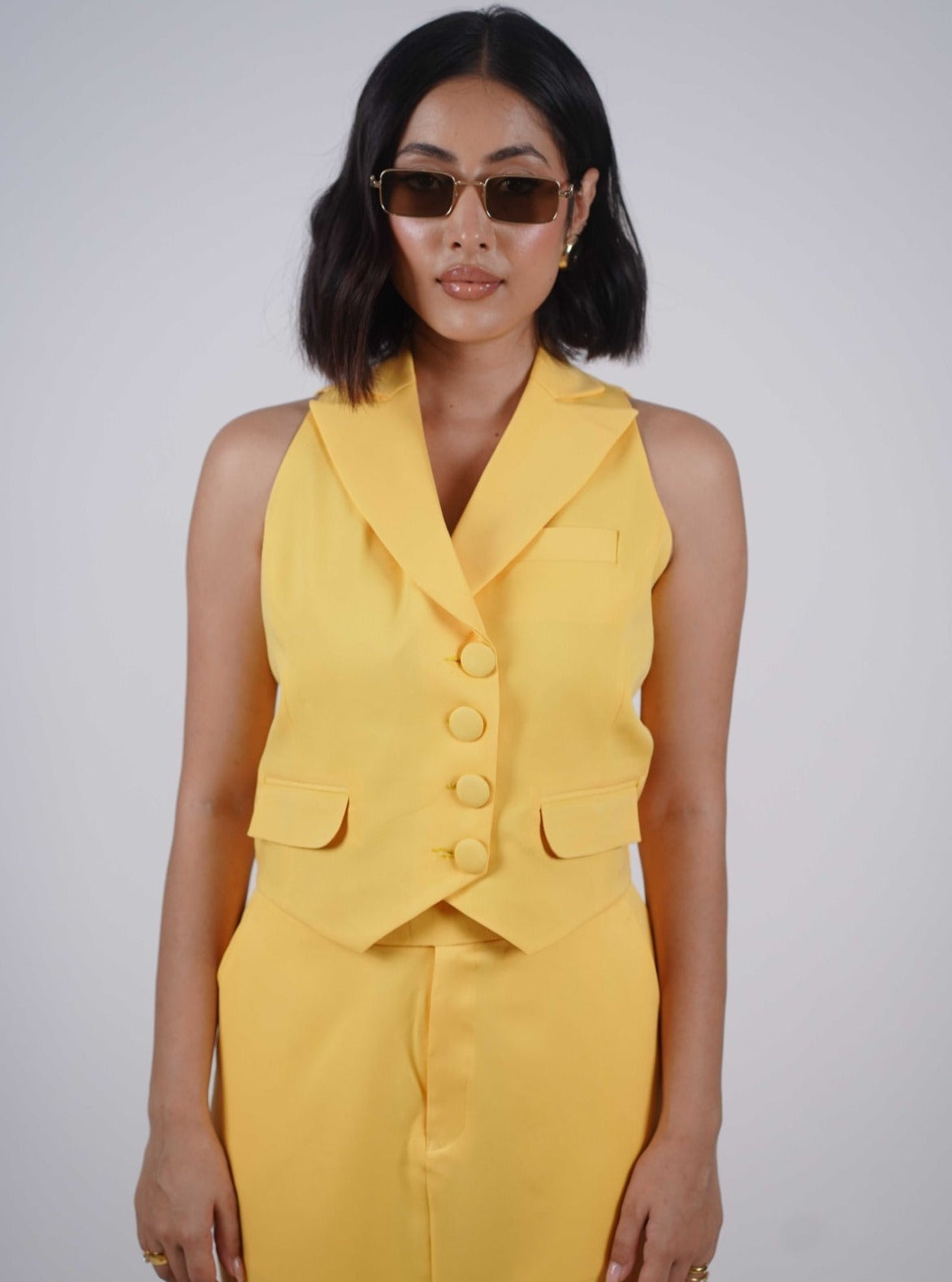 Yellow Double Breasted Waistcoat