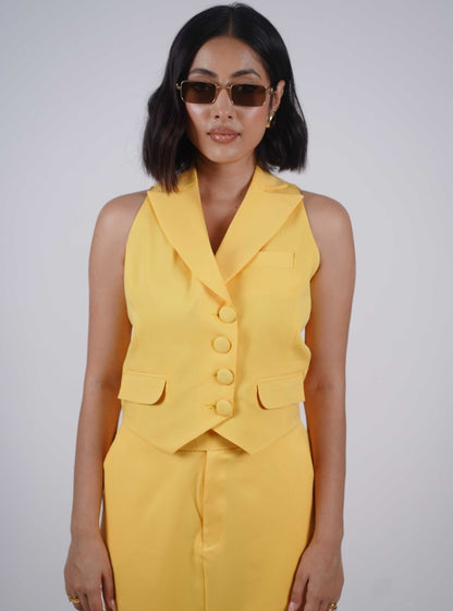 Yellow Double Breasted Waistcoat