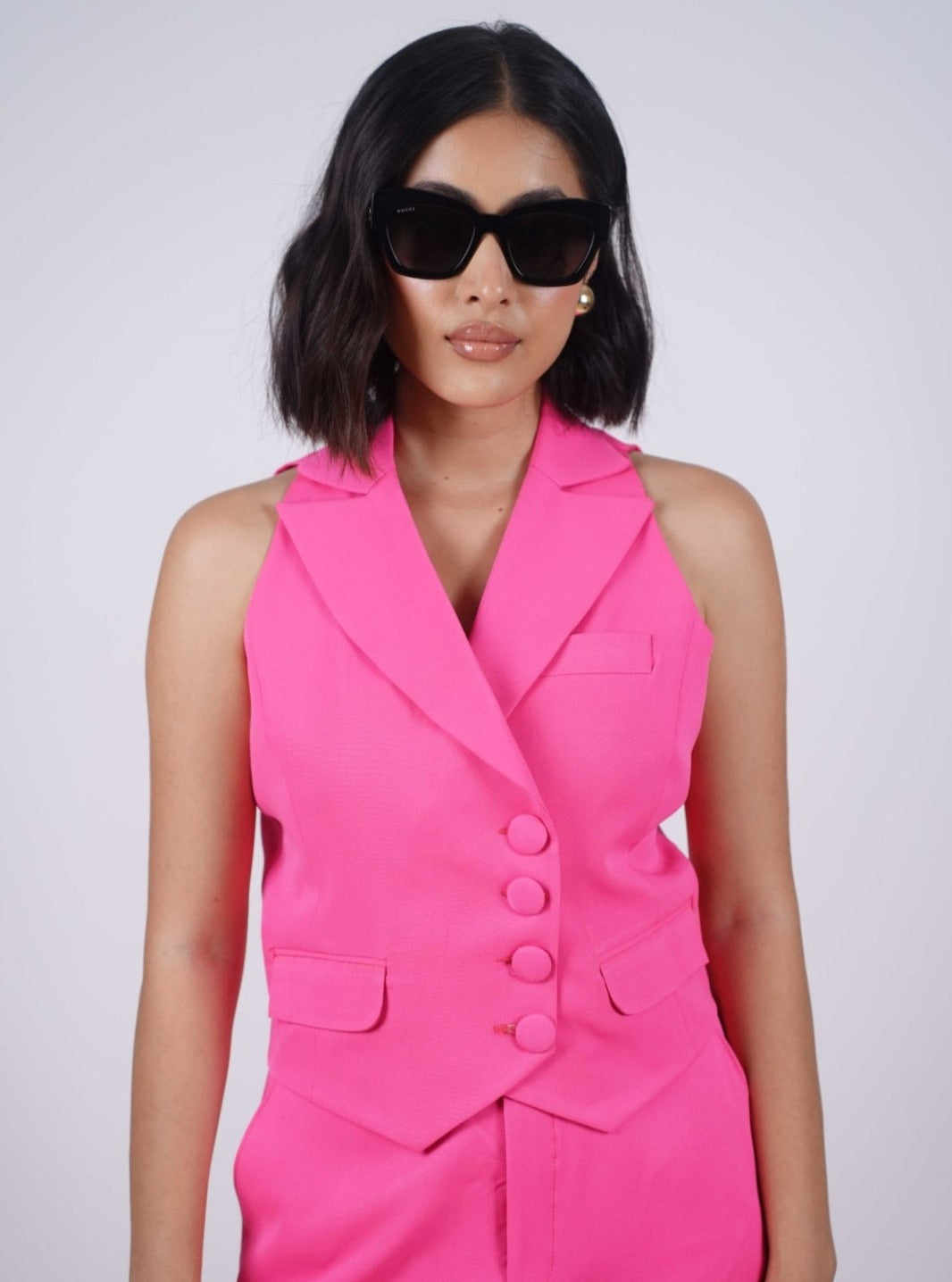 Hot Pink Double Breasted Waistcoat