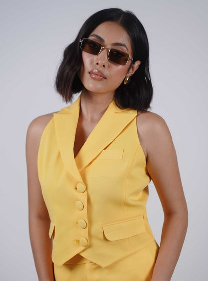 Yellow Double Breasted Waistcoat