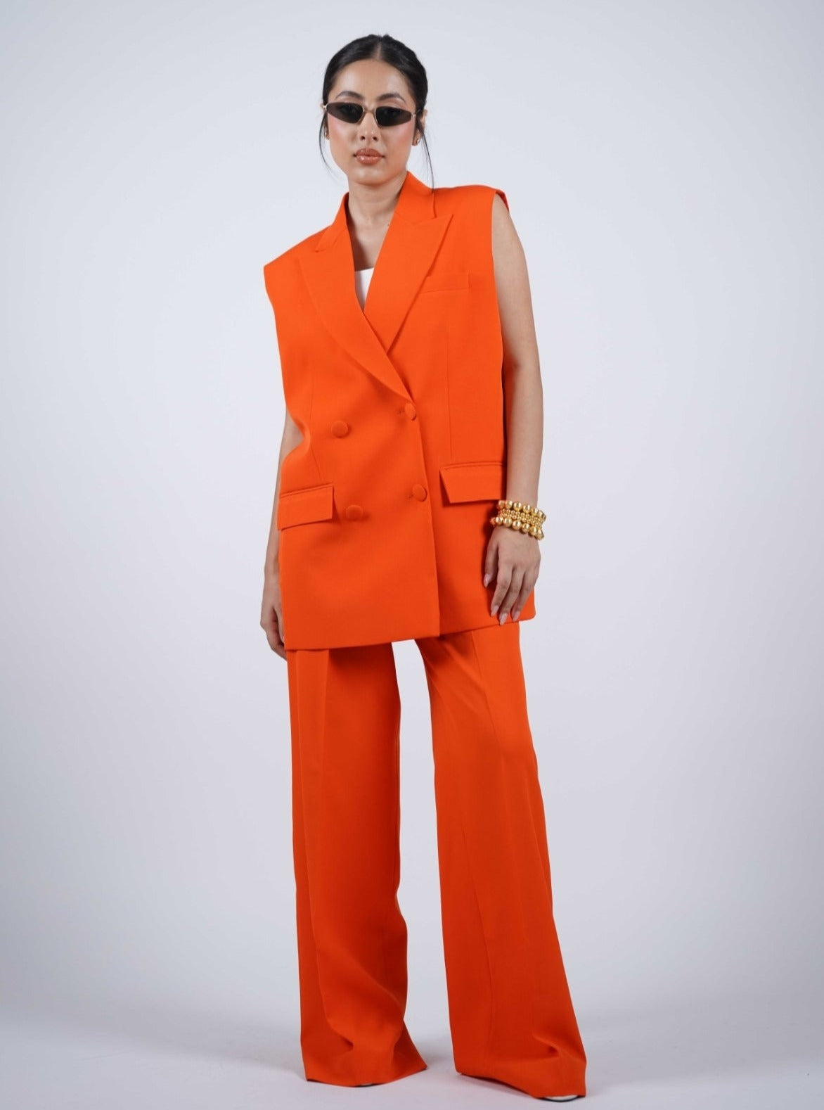 Orange Sleeveless Pantsuit