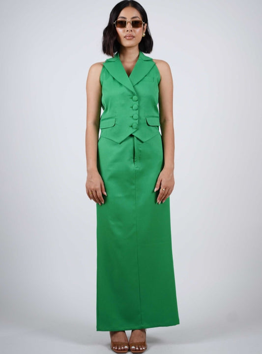 Green Waistcoat With Skirt