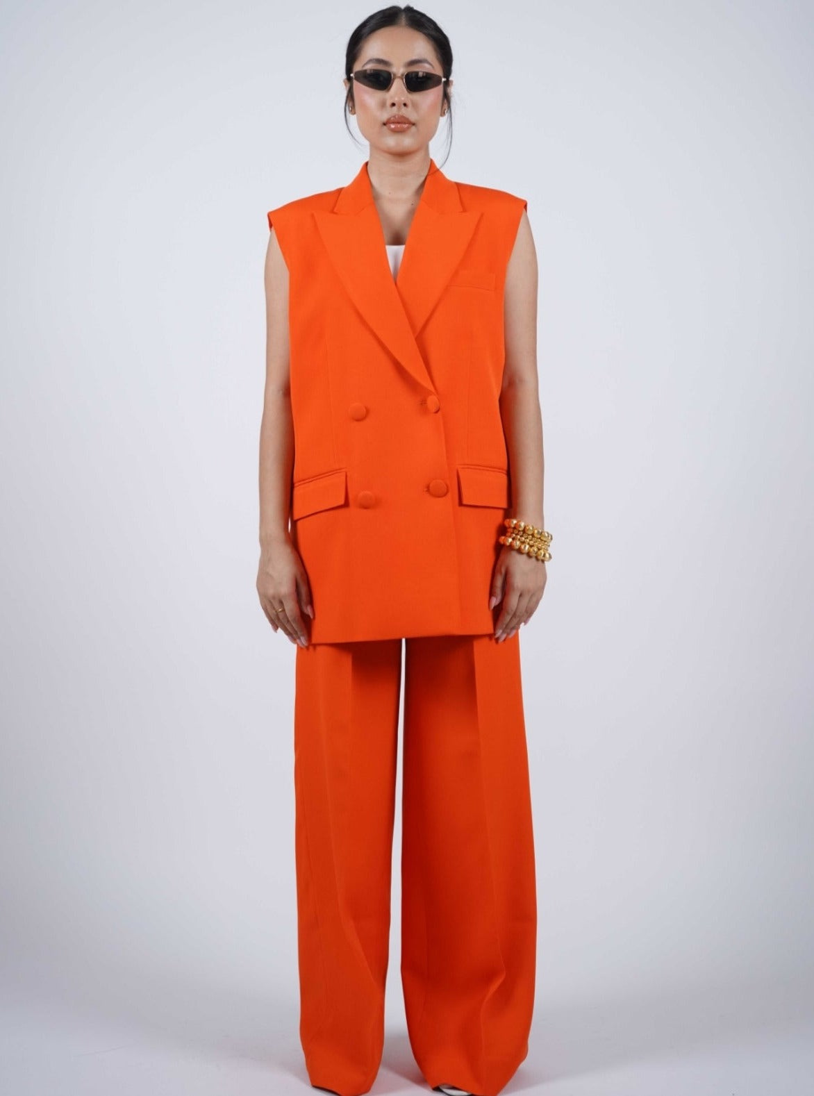 Orange Sleeveless Pantsuit