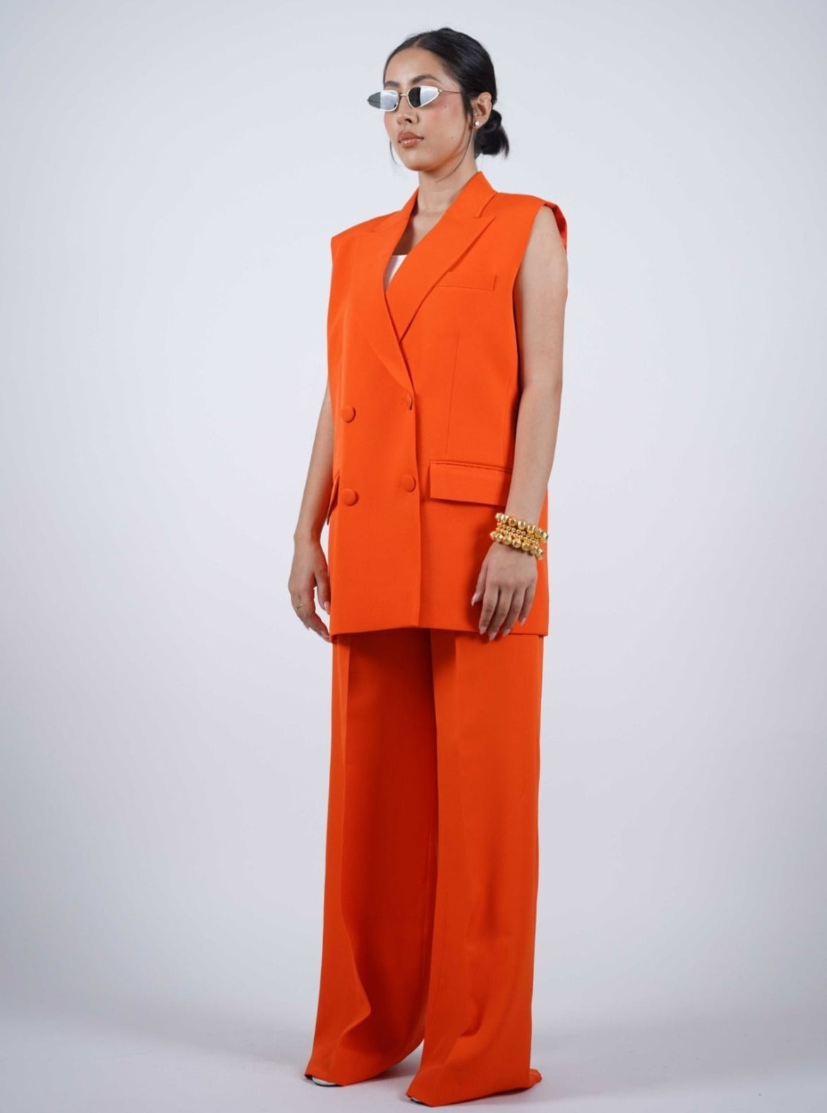 Orange Sleeveless Pantsuit