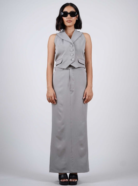 Grey Waistcoat With Skirt