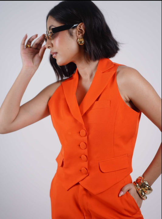 Orange Double Breasted Waistcoat