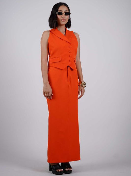 Orange Waistcoat With Skirt