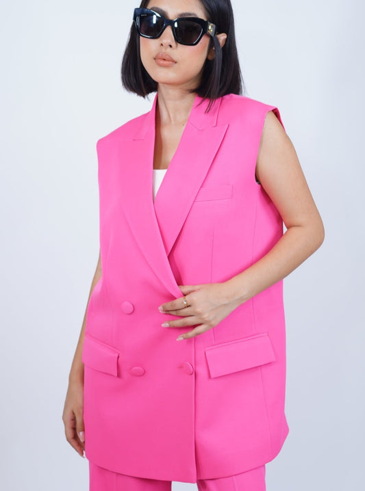 Hot Pink Sleeveless Blazer