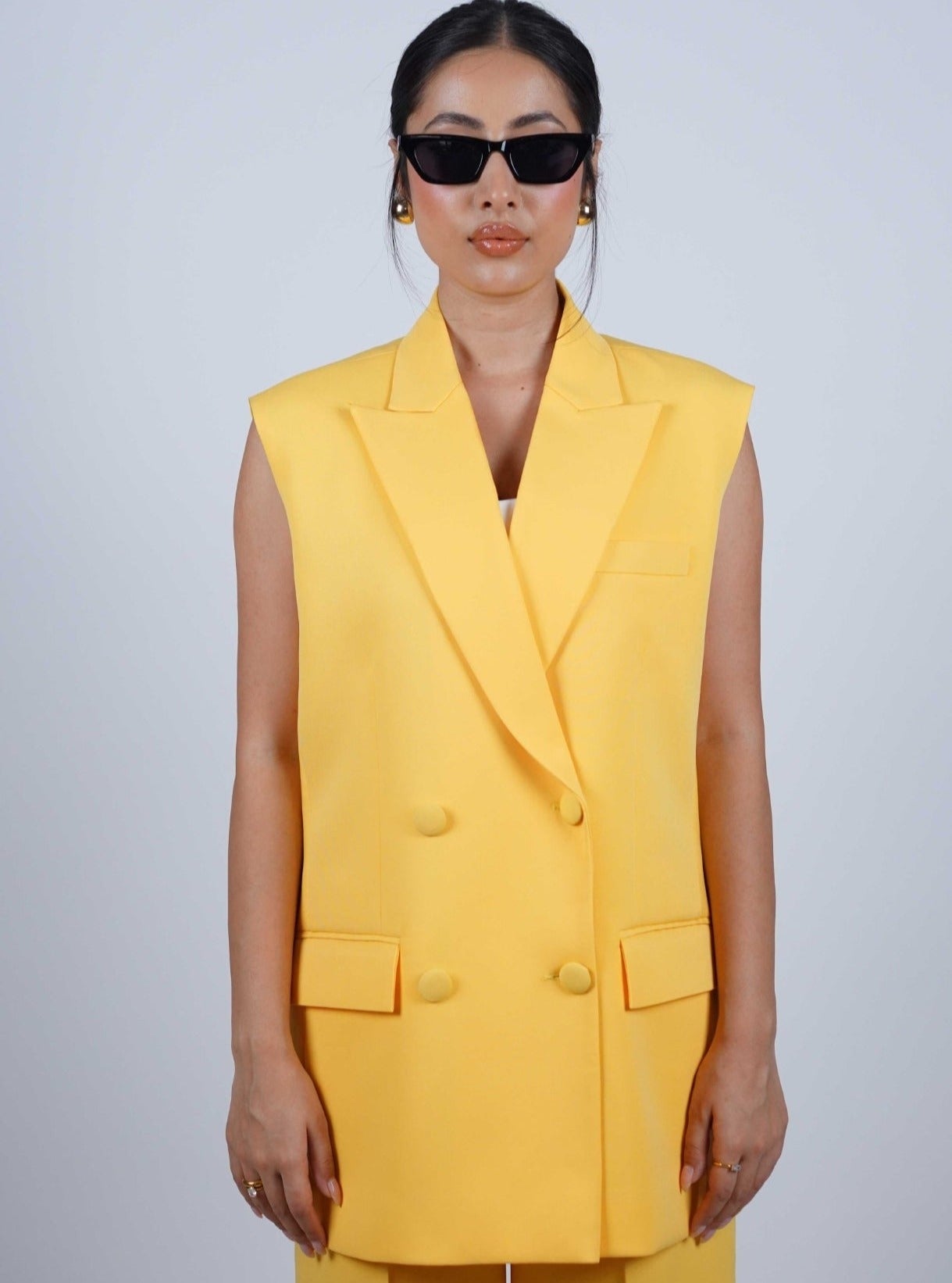 Yellow Sleeveless Blazer