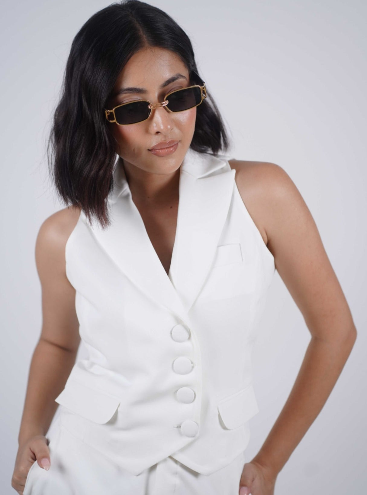 White Double Breasted Waistcoat