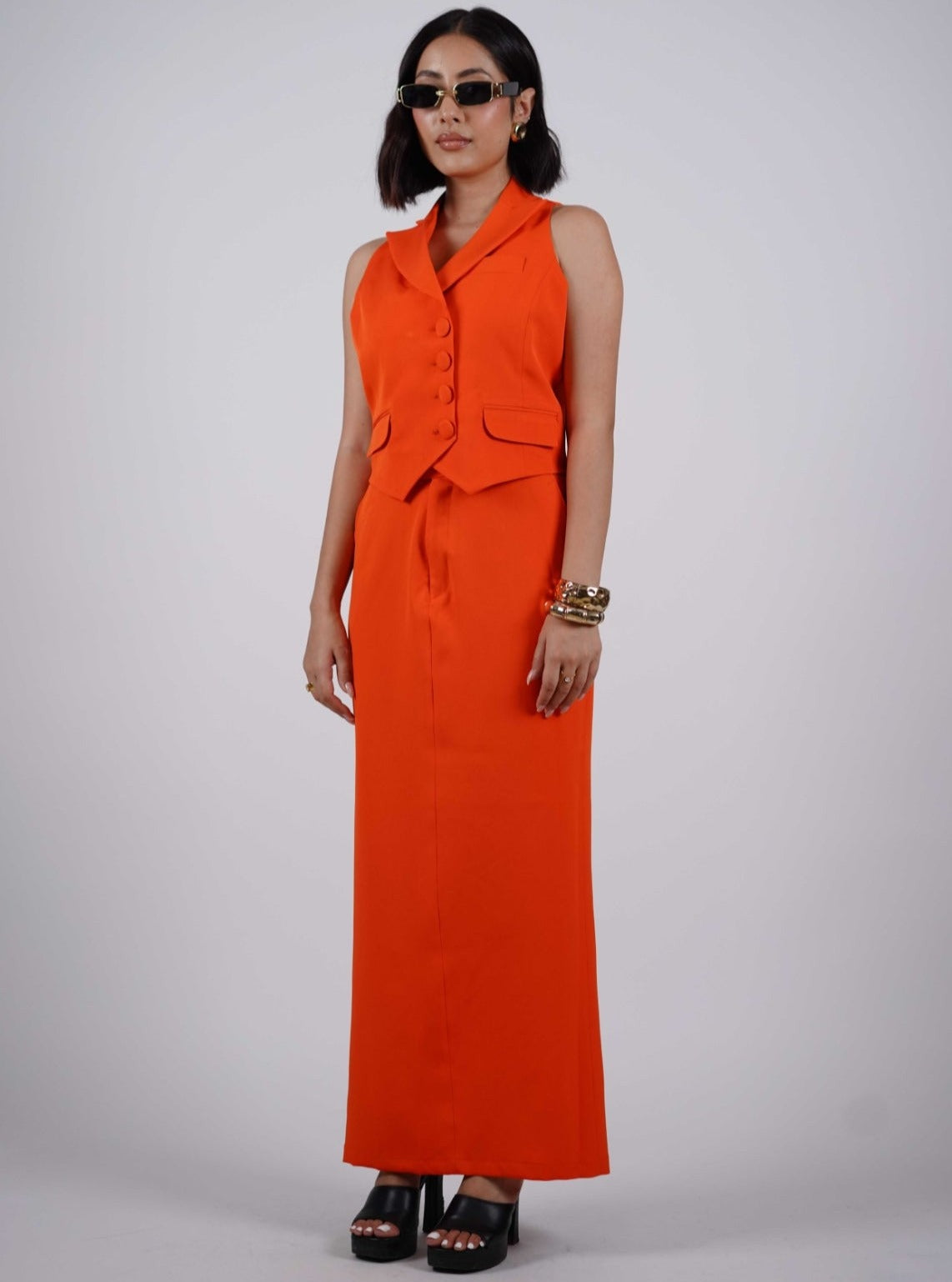 Orange Waistcoat With Skirt