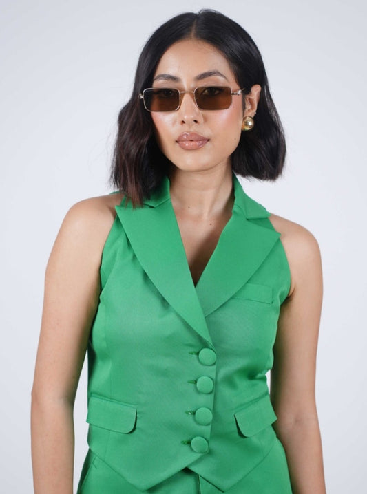 Green Double Breasted Waistcoat