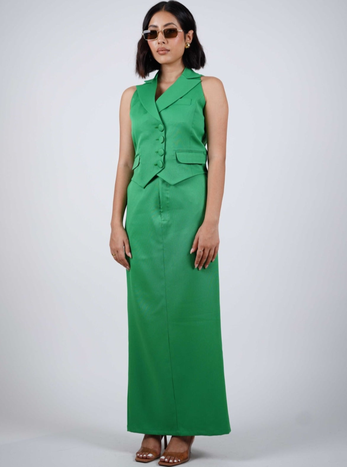 Green Waistcoat With Skirt