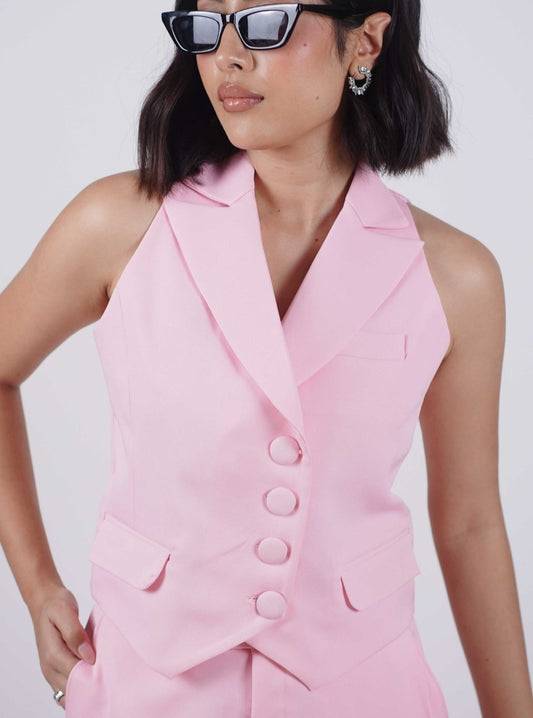 Baby Pink Double Breasted Waistcoat