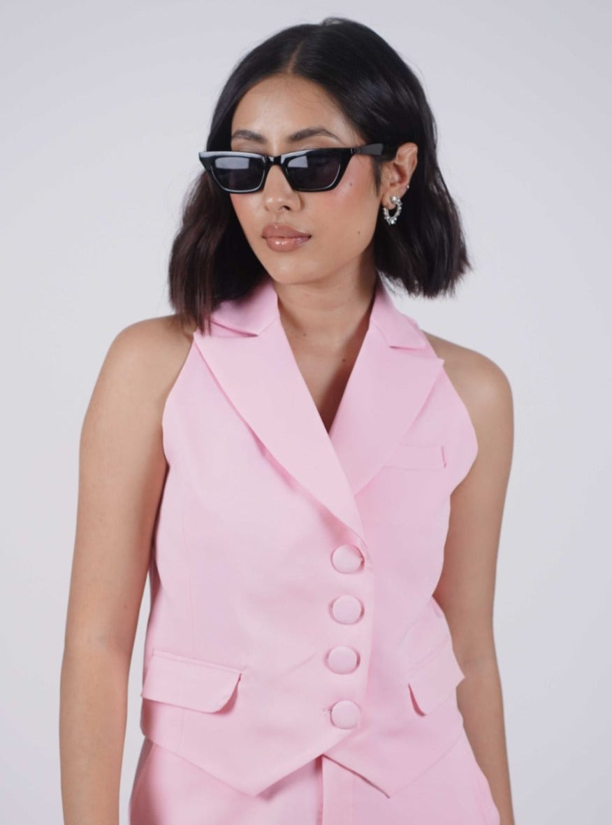 Baby Pink Double Breasted Waistcoat