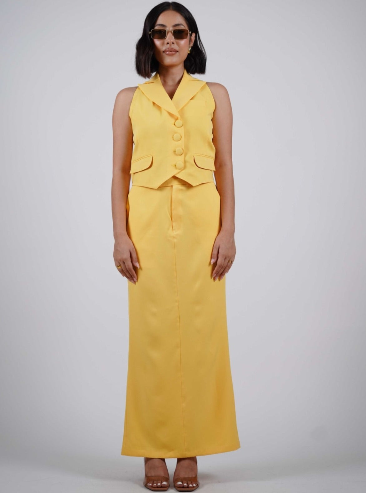 Yellow Waistcoat With Skirt