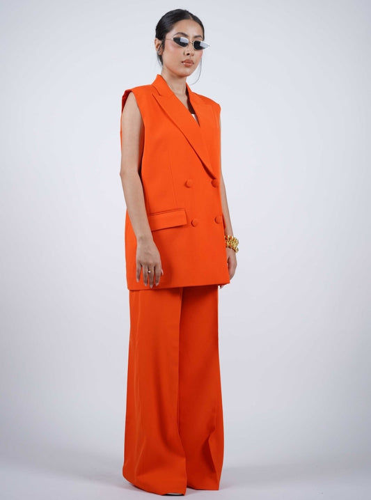 Orange Sleeveless Pantsuit