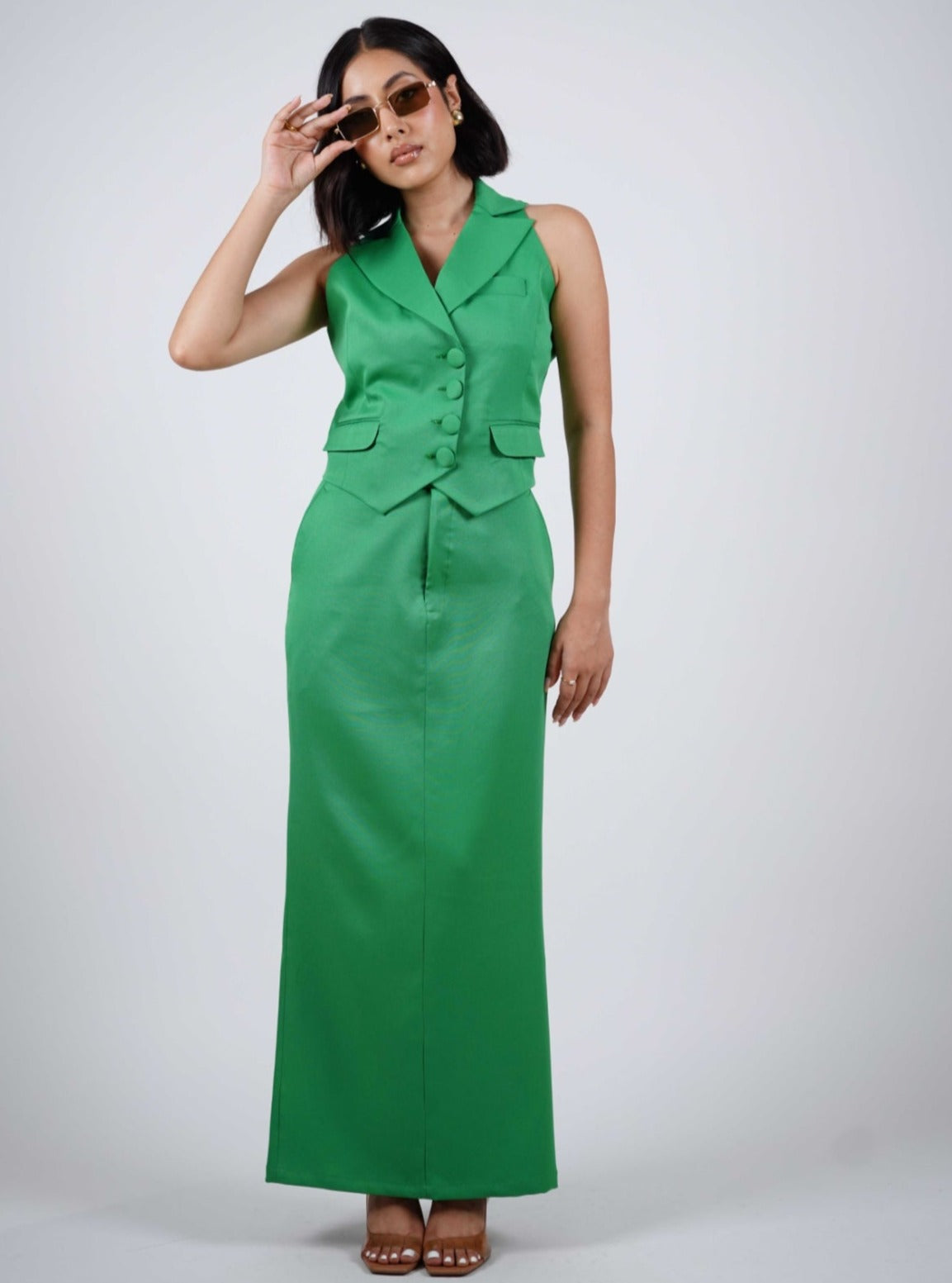 Green Waistcoat With Skirt