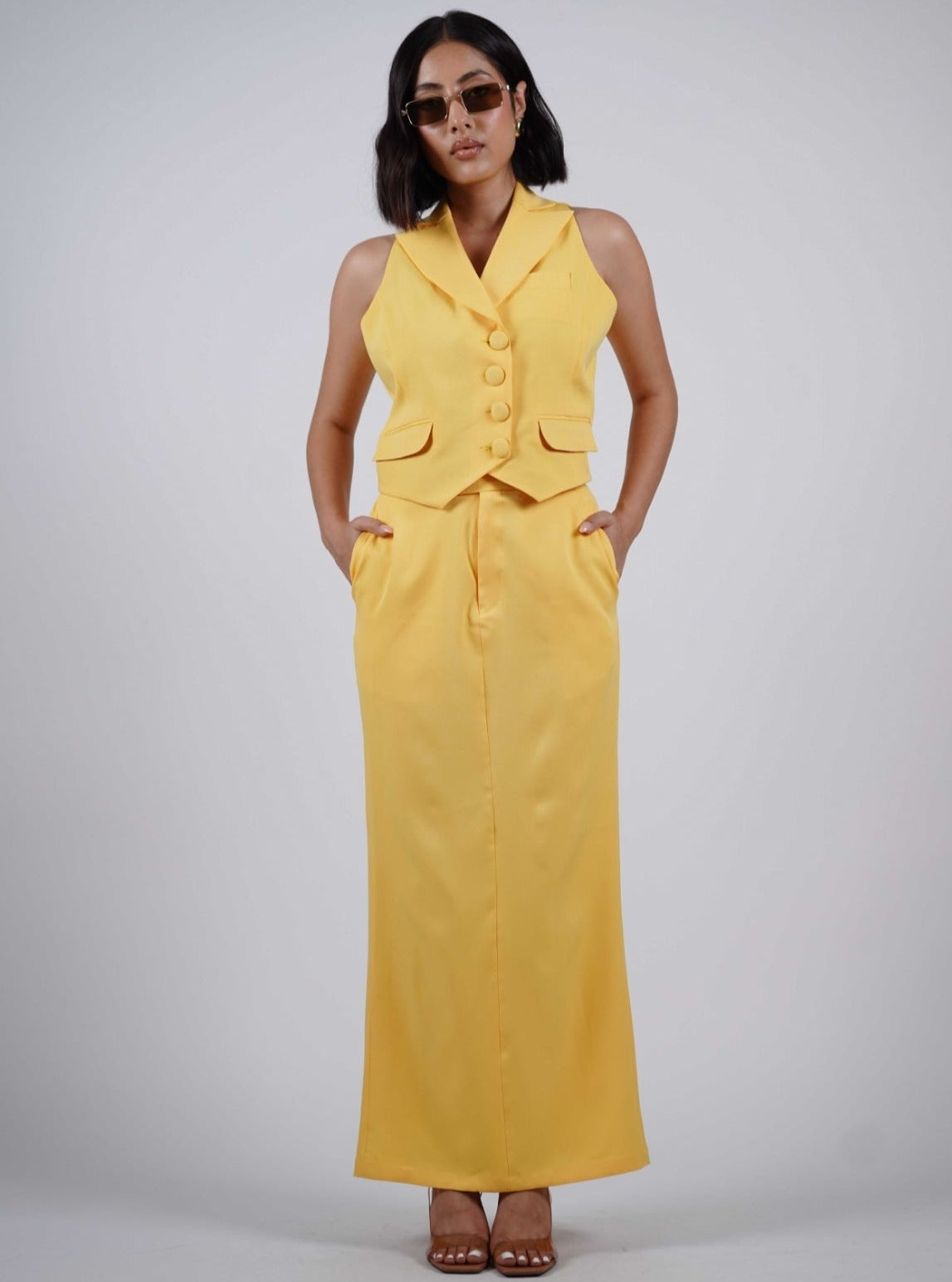 Yellow Waistcoat With Skirt