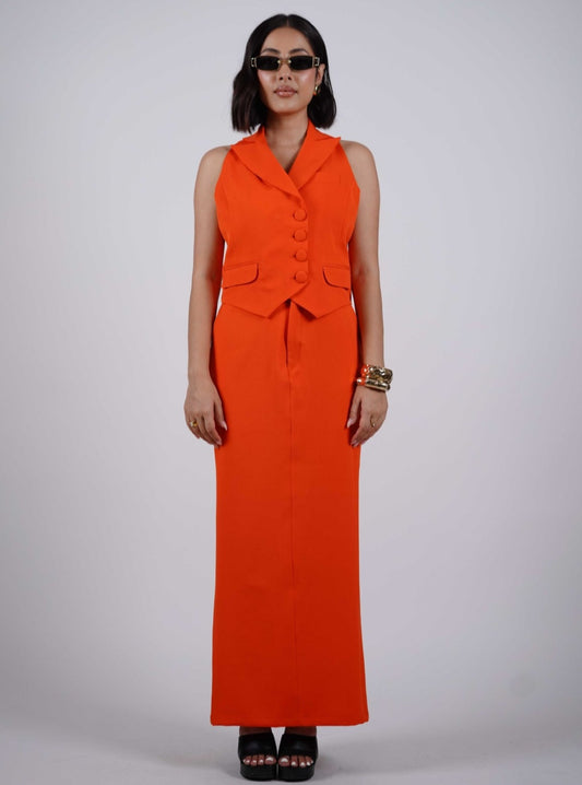 Orange Waistcoat With Skirt