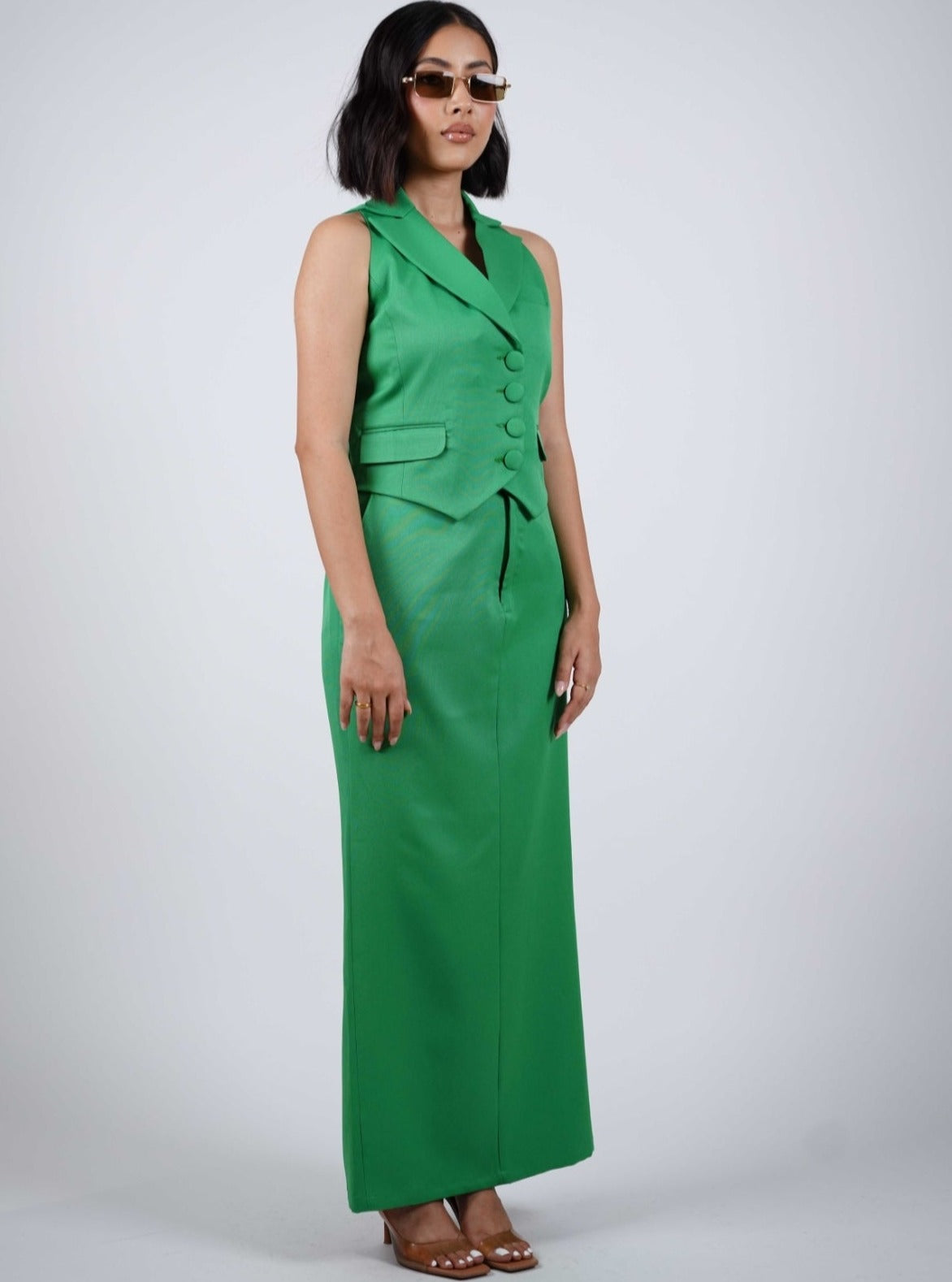 Green Waistcoat With Skirt