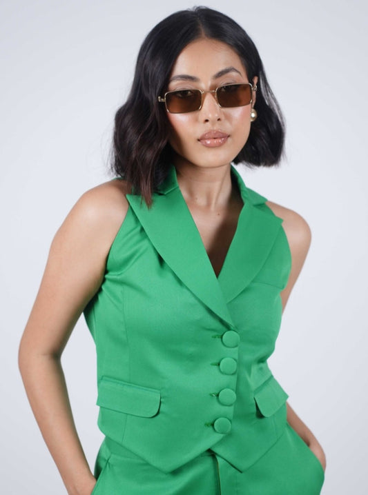 Green Double Breasted Waistcoat