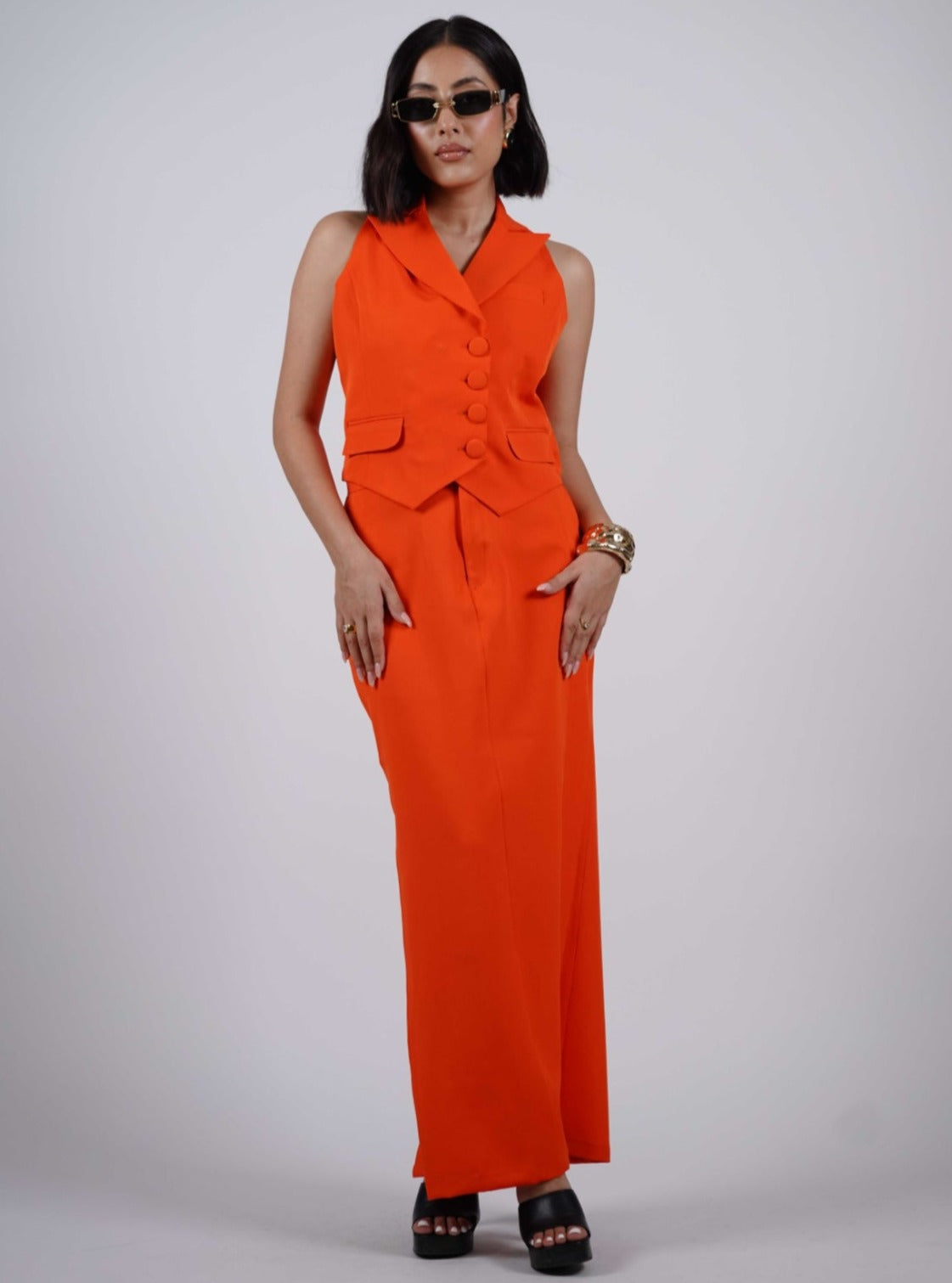 Orange Waistcoat With Skirt