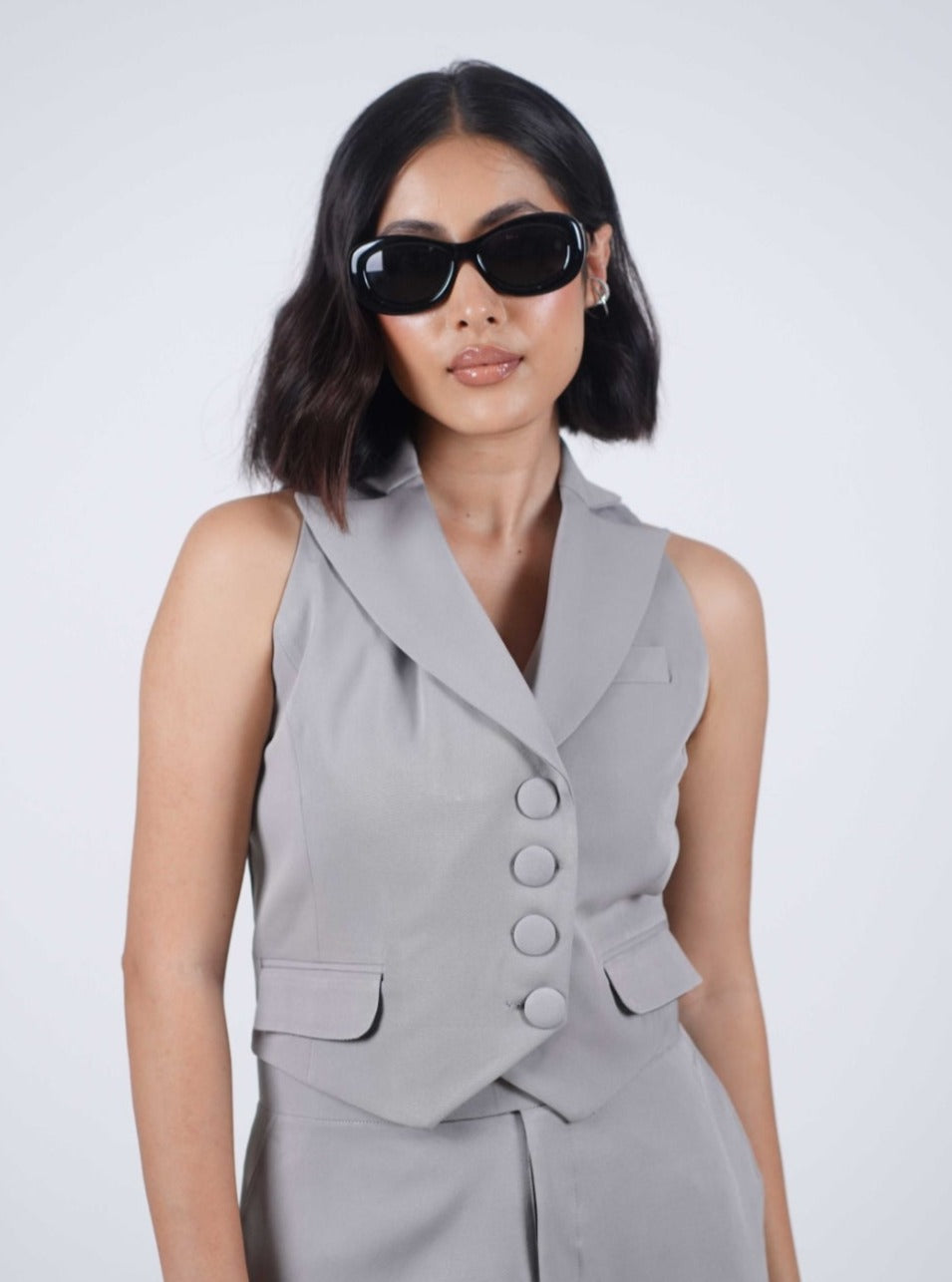 Grey Double Breasted Waistcoat