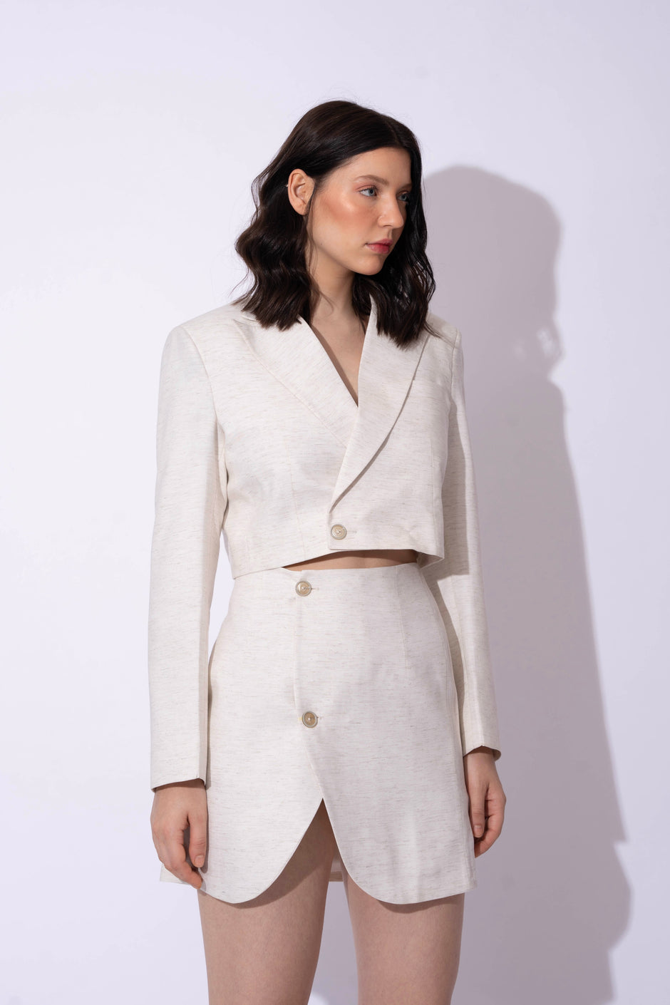 White linen blazer top for women