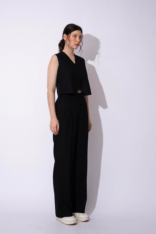 BLACK LINEN WAISTCOAT WITH PANTS