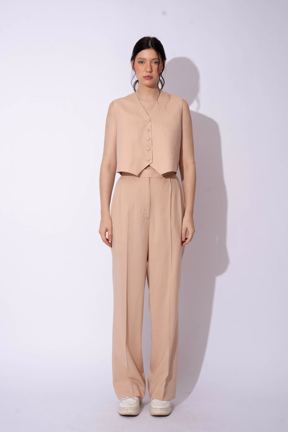 BEIGE LINEN WAISTCOAT WITH PANTS
