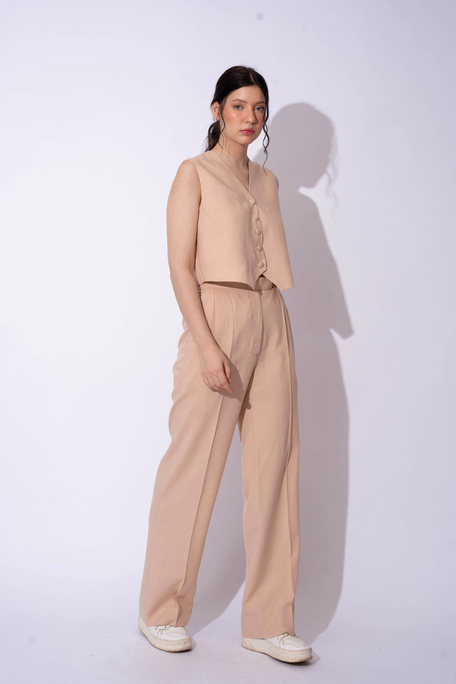 BEIGE LINEN WAISTCOAT WITH PANTS