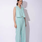 AQUA BLUE LINEN WAISTCOAT WITH PANTS