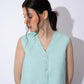 AQUA BLUE LINEN WAISTCOAT WITH PANTS