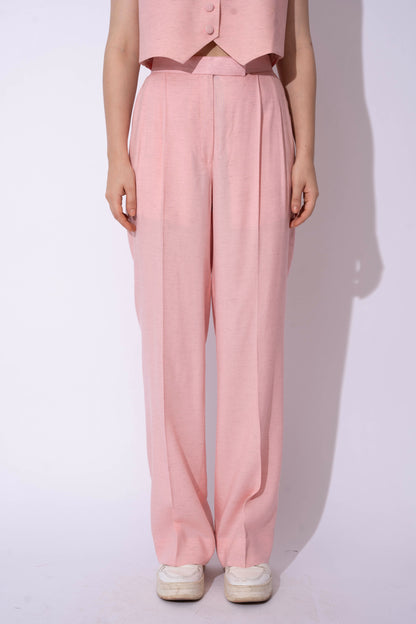 BABY PINK LINEN WAISTCOAT WITH PANTS