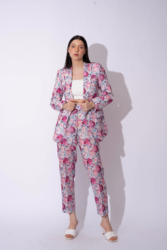 FLORAL LINEN PANT SUIT