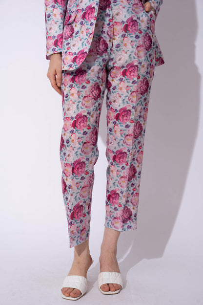 FLORAL LINEN PANT SUIT