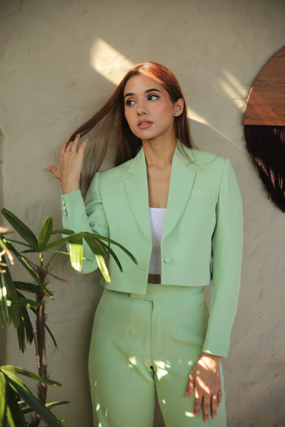 Pastel Green Crop Pantsuit